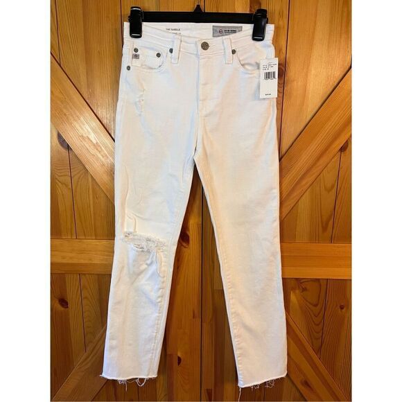 AG Adriano Goldschmied The Isabelle High Rise Straight Crop White Jeans 25R nwt - Picture 1 of 8